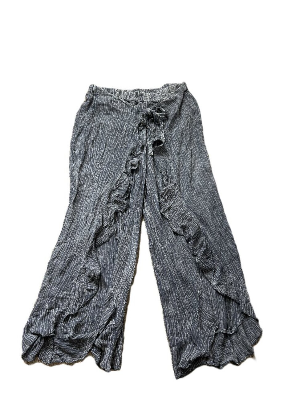 Kiwi + Punch Gauze Gray Burnout Wrap Pants w Ruffles M